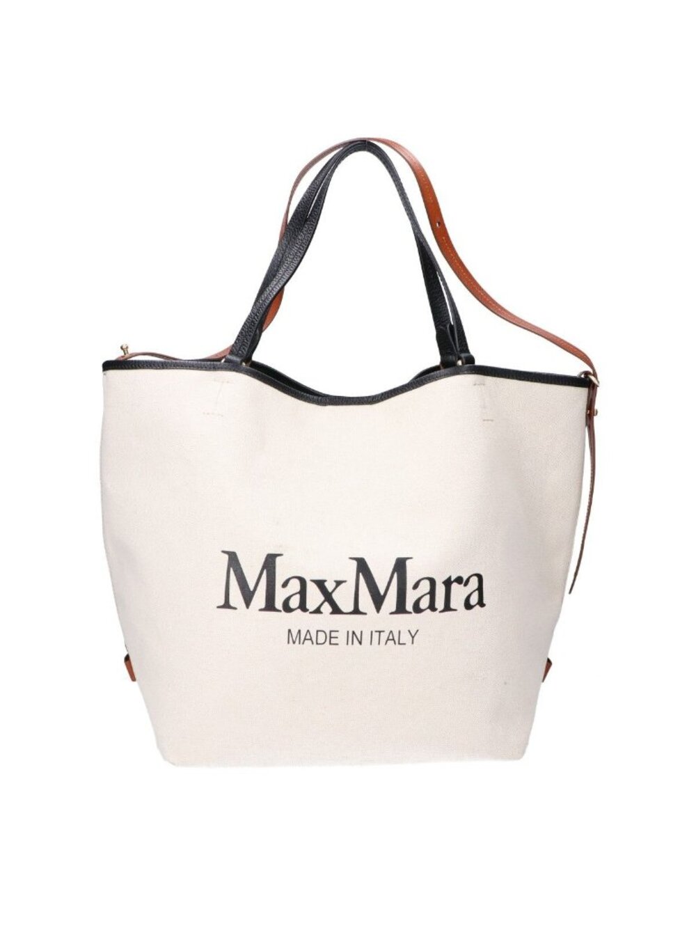 Max Mara Logo Canvas Leather 2-Way Tote Bag